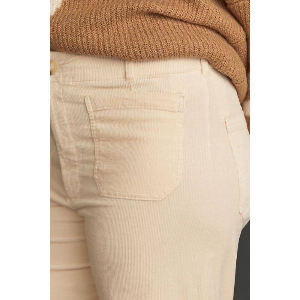 NWT Anthropologie Colette Cropped Wide-Leg Corduroy Pants 16W Ivory Cream - Picture 3 of 9